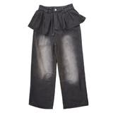 ブラックデニム | フリルレイヤードY2Kバギーデニムパンツ 韓国 夢展望 | 夢展望