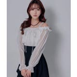 ホワイト | オフショルレースシアーブラウス シャーリングトップス 韓国 | 夢展望