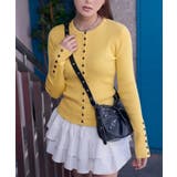 イエロー | コンパクトボタンリブニットカーディガン 韓国 夢展望 | 夢展望