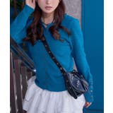 ブルー | コンパクトボタンリブニットカーディガン 韓国 夢展望 | 夢展望