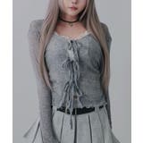 グレー | フロントリボン薄手シアーカーディガン 韓国 夢展望 Diable baiser | 夢展望