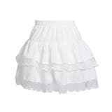 ホワイト | リボン柄レースティアードミニスカート 量産型 地雷系 夢展望 RS | 夢展望