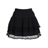 ブラック | リボン柄レースティアードミニスカート 量産型 地雷系 夢展望 RS | 夢展望