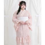 ベビーピンク | 【4L 6L】ドットチュールレースフリルマーメイド浴衣3点セット 韓国 | 夢展望