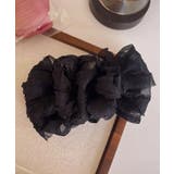ブラック | フリフリチュールヘアクリップ 韓国 夢展望 Rose | 夢展望