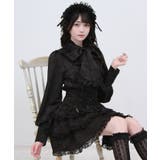ブラック | ゴシック風ジャガードボウタイクロスバラレースブラウス 量産型 地雷系 | 夢展望