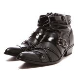 ブラック | メンズ ストリート カジュアル クロスベルトショートドレープブーツ ☆3259 | Zeal Market 