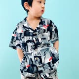 16-8ブラック | キッズ アロハシャツ 半袖 | ZI-ON