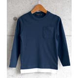 20-8ネイビー | フェイクレイヤードTシャツ ロンT キッズ | ZI-ON