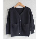 13-7ブラック/あぜ編み | キッズ カーディガン カーデ | ZI-ON