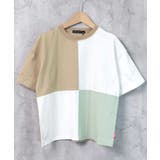 8-2ベージュ×ホワイト/A | キッズ Tシャツ 子供服 | ZI-ON