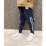 10-8ネイビー/B | 裏起毛ラインパンツ キッズ 男の子 | ZI-ON