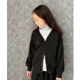 10-10ブラック | 裏起毛BIGカーディガン キッズ カーデ | ZI-ON