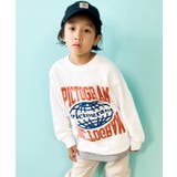 12-4オフホワイト/B | 裏起毛トレーナー キッズ スウェット | ZI-ON