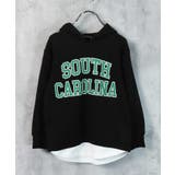 12-12ブラック/D | レイヤード裏起毛パーカー キッズ 子供服 | ZI-ON