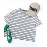 12-10杢グレー×ホワイト/B | ボーダーBIG Tシャツ キッズ | ZI-ON