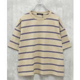 12-2ベージュ/A | ボーダーBIG Tシャツ キッズ | ZI-ON