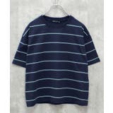 12-5ネイビー/A | ボーダーBIG Tシャツ キッズ | ZI-ON