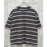 12-6チャコール/A | ボーダーBIG Tシャツ キッズ | ZI-ON