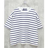 12-7ホワイト×ネイビー/B | ボーダーBIG Tシャツ キッズ | ZI-ON