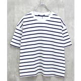 12-9ホワイト×ブラック/B | ボーダーBIG Tシャツ キッズ | ZI-ON