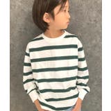 12-1オフホワイト/A | ボーダーBIGロンT キッズ 長袖Tシャツ | ZI-ON