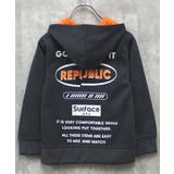 16-7チャコール×オレンジ/B | プリントBIGフーディー プリントパーカー キッズ | ZI-ON