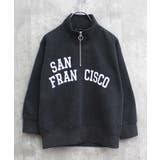 16-8杢チャコール/B | 裏起毛ハーフジップBIGトレーナー キッズ 子供服 | ZI-ON