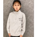 8-1杢グレー/A | 裏起毛ハーフジップBIGトレーナー キッズ タートルネック | ZI-ON