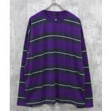 12-10パープル/B | ボーダーロンT メンズ Tシャツ | ZI-ON