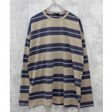 12-8ベージュ/B | ボーダーロンT メンズ Tシャツ | ZI-ON