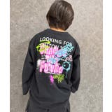 16-16ブラック/D | オーバーサイズプリントロンT キッズ 長袖Tシャツ | ZI-ON