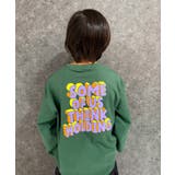 16-3D/グリーン/A | オーバーサイズプリントロンT キッズ 長袖Tシャツ | ZI-ON