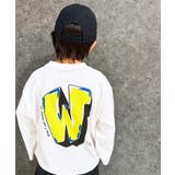 16-9オフホワイト/C | オーバーサイズプリントロンT キッズ 長袖Tシャツ | ZI-ON