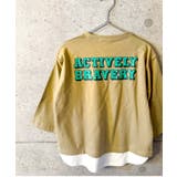 16-13ベージュ/D | オーバーサイズフェイクロンT キッズ 長袖Tシャツ | ZI-ON