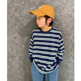 6-4ネイビー | オーバーサイズボーダーロンT キッズ 長袖Tシャツ | ZI-ON