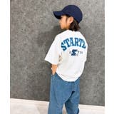 16-13オフホワイト/D | STARTER オーバーサイズプリントTシャツキッズ 子供服 | ZI-ON