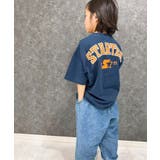 16-15ネイビー/D | STARTER オーバーサイズプリントTシャツキッズ 子供服 | ZI-ON