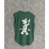 8-7D/グリーン/B | トム&ジェリー ノースリーブTシャツ キッズ | ZI-ON