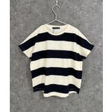 5-5アイボリー×ブラック | SHISKY オーバーサイズ ワイドボーダーTシャツ | ZI-ON