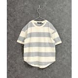 7-1アイボリー×グレー | SHISKY オーバーサイズ ワイドボーダーTシャツ | ZI-ON