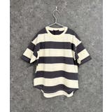 7-4アイボリー×チャコール | SHISKY オーバーサイズ ワイドボーダーTシャツ | ZI-ON
