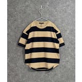 7-6ベージュ×ブラック | SHISKY オーバーサイズ ワイドボーダーTシャツ | ZI-ON