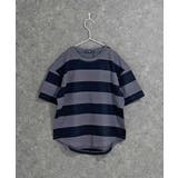 7-7チャコール×ブラック | SHISKY オーバーサイズ ワイドボーダーTシャツ | ZI-ON
