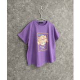 16-10D/パープル/C | SHISKY ピグメントオーバーサイズドルマンプリントTシャツ キッズ | ZI-ON