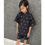 12-9麻の葉ブラック | 接触冷感 SHISKY 甚平 | ZI-ON