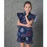24-24ネイビー花火柄 | ICEFABRIC 接触冷感 甚平 | ZI-ON