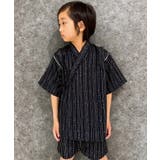 24-6刺し子ブラック | ICEFABRIC 接触冷感 甚平 | ZI-ON