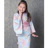 8-3サックス菊柄 | 浴衣 3点セット 子供 | ZI-ON
