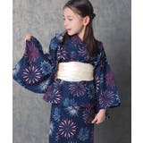 8-8ネイビー花火柄 | 浴衣 3点セット 子供 | ZI-ON